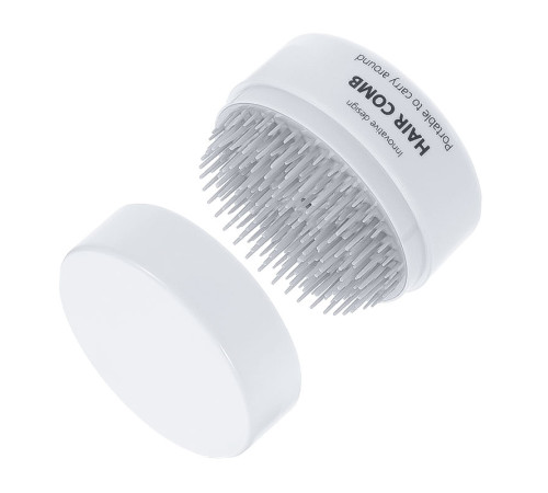 Компактний гребінець-масажер для волосся Pocket Hair Brush кишеньковий круглий білий