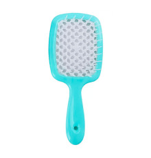 Продувний широкий гребінець Janeke для укладання волосся та сушіння феном Superbrush Plus Hollow Comb бірюзовий з білими зубчиками
