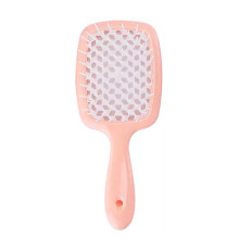 Продувний широкий гребінець Janeke для укладання волосся та сушіння феном Superbrush Plus Hollow Comb бежевий з білими зубчиками