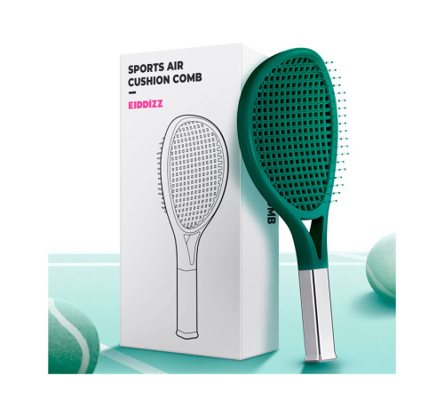 Продувна масажна щітка-браш Tennis Style Hair Brush для всіх типів волосся ультрам`яка зелена