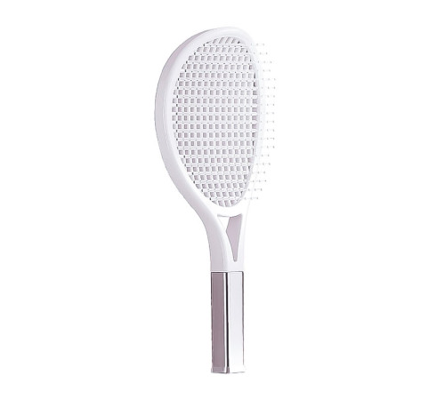 Продувная массажная щетка-браш Tennis Style Hair Brush для всех типов волос ультрамягкая белая