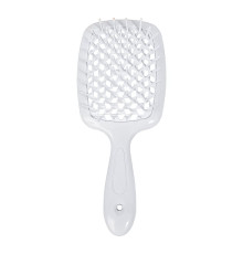 Janeke Продувний широкий гребінець для укладання волосся та сушіння феном Superbrush Plus Hollow Comb біла ручка з білими зубчиками