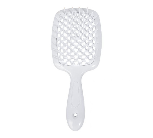 Janeke Продувний широкий гребінець для укладання волосся та сушіння феном Superbrush Plus Hollow Comb біла ручка з білими зубчиками