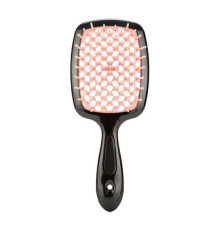 Janeke Продувний широкий гребінець для укладання волосся та сушіння феном Superbrush Plus Hollow Comb чорна з кремовими зубчиками