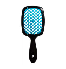 Janeke Продувний широкий гребінець для укладання волосся та сушіння феном Superbrush Plus Hollow Comb чорна з синіми зубчиками