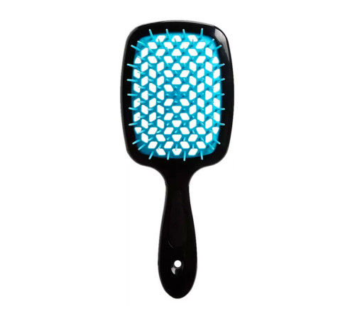 Janeke Продувний широкий гребінець для укладання волосся та сушіння феном Superbrush Plus Hollow Comb чорна з синіми зубчиками