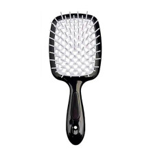 Janeke Продувний широкий гребінець для укладання волосся та сушіння феном Superbrush Plus Hollow Comb чорна з білими зубчиками
