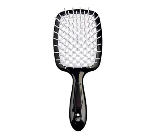 Janeke Продувний широкий гребінець для укладання волосся та сушіння феном Superbrush Plus Hollow Comb чорна з білими зубчиками