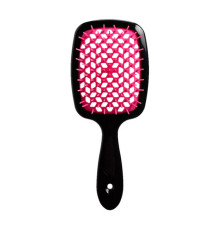 Janeke Продувний широкий гребінець для укладання волосся та сушіння феном Superbrush Plus Hollow Comb чорна з пурпурними зубчиками