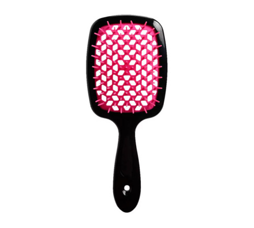 Janeke Продувний широкий гребінець для укладання волосся та сушіння феном Superbrush Plus Hollow Comb чорна з пурпурними зубчиками