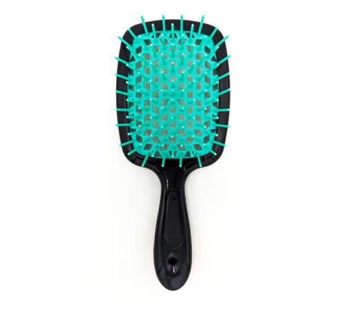 Janeke Продувний широкий гребінець для укладання волосся та сушіння феном Superbrush Plus Hollow Comb чорна з м'ятними зубчиками