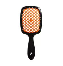 Janeke Продувний широкий гребінець для укладання волосся та сушіння феном Superbrush Plus Hollow Comb чорна з помаранчевими зубчиками