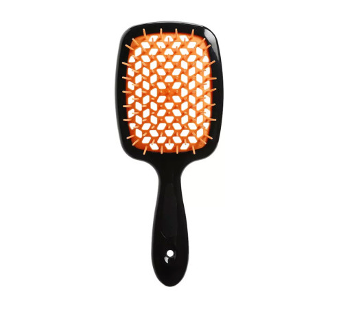 Janeke Продувний широкий гребінець для укладання волосся та сушіння феном Superbrush Plus Hollow Comb чорна з помаранчевими зубчиками