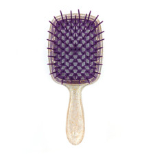 Janeke продувний гребінець для укладання та сушіння феном Superbrush Plus Hollow Comb прозорий з блискітками фіолетові зубчики
