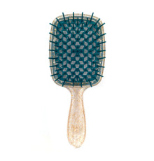 Janeke продувний гребінець для укладання та сушіння феном Superbrush Plus Hollow Comb прозорий з блискітками темно-блакитні зубчики