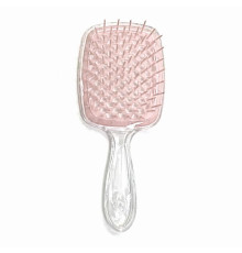 Janeke Продувний широкий гребінець для укладання волосся та сушіння феном Superbrush Plus Hollow Comb прозора ручка з кремовими зубчиками