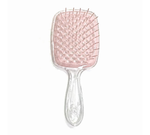 Janeke Продувний широкий гребінець для укладання волосся та сушіння феном Superbrush Plus Hollow Comb прозора ручка з кремовими зубчиками