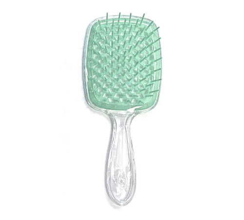 Janeke Продувний широкий гребінець для укладання волосся та сушіння феном Superbrush Plus Hollow Comb прозора ручка з м'ятними зубчиками