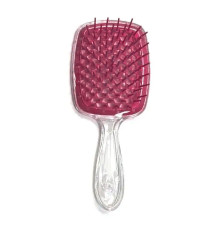 Janeke Продувний широкий гребінець для укладання волосся та сушіння феном Superbrush Plus Hollow Comb прозора ручка  з пурпурними зубчиками