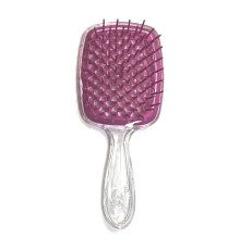 Janeke Продувний широкий гребінець для укладання волосся та сушіння феном Superbrush Plus Hollow Comb прозора ручка з вишневими зубчиками