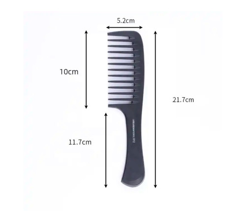 Перукарський гребінь Toni&Guy Carbon Antistatic 6112 для укладання волосся з ручкою широкий чорний