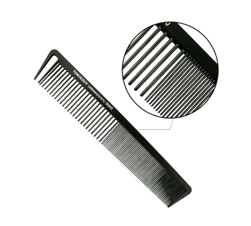 Гребінець-планка Toni&Guy 06940 Carbon Antistatic для стрижки волосся комбінований карбоновий антистатичний 21,5 см чорний