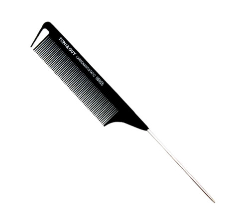 Гребінь Toni&Guy Carbon 06926 Antistatic для фарбування волосся карбоновий антистатичний з металевим хвостиком 22 см чорний