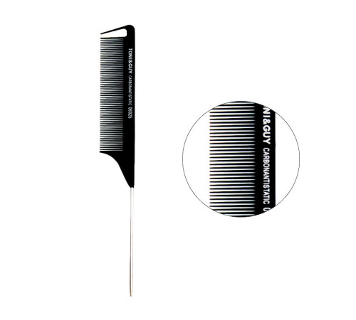 Гребінь Toni&Guy Carbon 06926 Antistatic для фарбування волосся карбоновий антистатичний з металевим хвостиком 22 см чорний