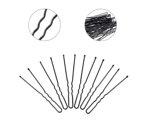 Шпильки для волосся Hair Pins хвилясті 65 мм чорні
