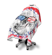 Перукарська накидка пеньюар для клієнта Barber USA Skull водостійкий нейлон, 140х160 см