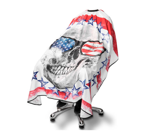 Перукарська накидка пеньюар для клієнта Barber USA Skull водостійкий нейлон, 140х160 см