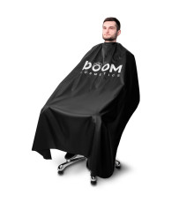 Перукарська пеньюар-накидка для клієнта логотип BOOM cosmetics водонепроникна поліестер чорний 140х170 см