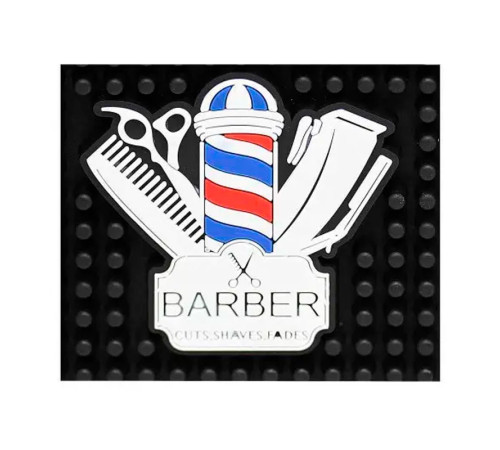 Термостойкий коврик для плойки, утюга с лого Barber резиновый парикмахерский (45x30 см)