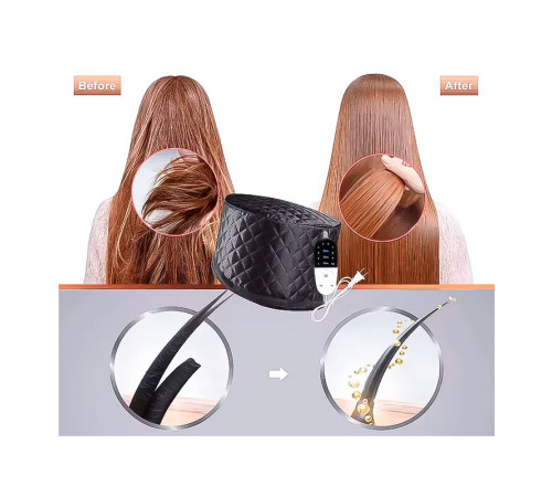 Електрична термошапка сушуар Happy Hair Lux Spa Cap для масок, ламінування і лікування волосся чорна