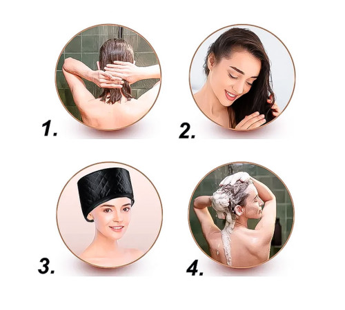 Електрична термошапка сушуар Happy Hair Lux Spa Cap для масок, ламінування і лікування волосся чорна