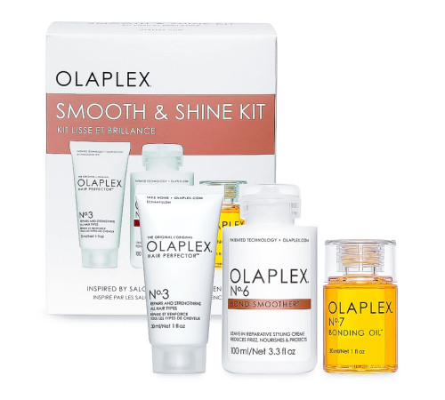 Набір Olaplex Smooth & Shine Kit для сяйва та гладкості волосся (маска 30 мл, крем 100 мл, олія 30 мл)