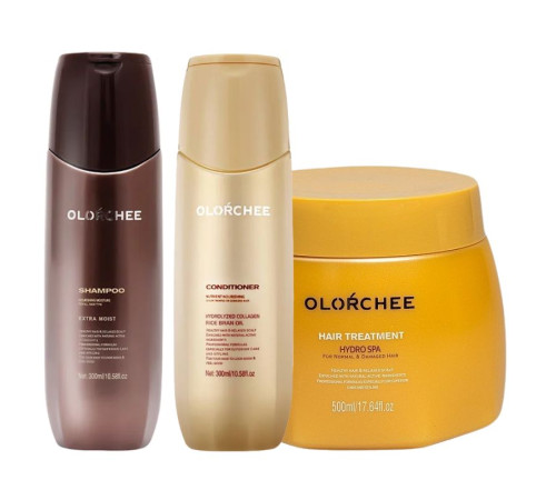 Набір Olorchee Nourshing Moisture TRIO-1 шампунь, кондиціонер і маска для живлення та зволоження волосся 2х300+500 мл