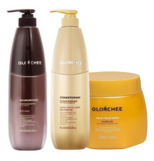 Набір Olorchee Nourshing Moisture TRIO-2 шампунь, кондиціонер і маска для живлення та зволоження волосся 2х800+500 мл
