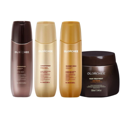 Набір Olorchee Nourshing Moisture QUAD-2 шампунь, кондиціонер, маска, крем для живлення та відновлення волосся 3х300+500 мл
