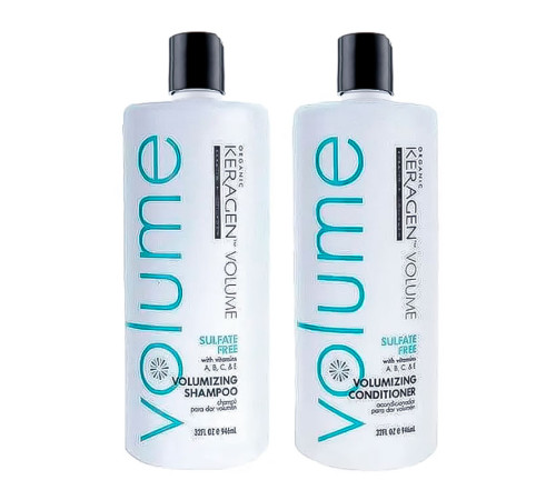 Набір Organic Keragen Volumizing шампунь та кондиціонер для об'єму волосся з кератином, 2х946 мл (заводські)
