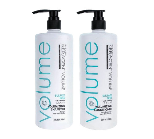Набір Organic Keragen Volumizing шампунь та кондиціонер для об'єму волосся з кератином, 2х946 мл (заводські)