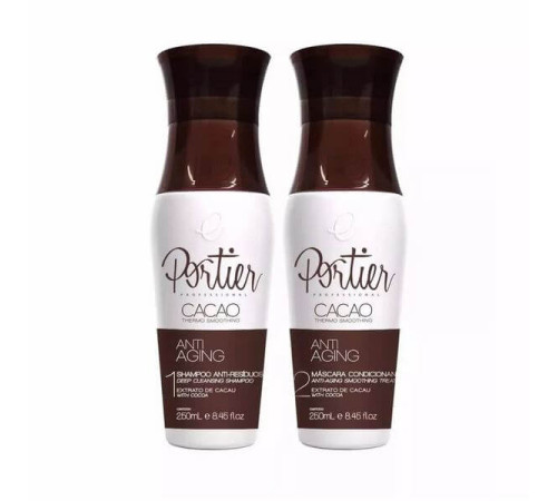Набір Portier Cacao Thermo Smoothing для кератинового випрямлення волосся, 2х1000 мл (заводські)