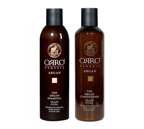 Набор ORRO DUO Venezia The Argan шампунь и кондиционер питательный и увлажняющий с маслом арганы, 2x250 мл