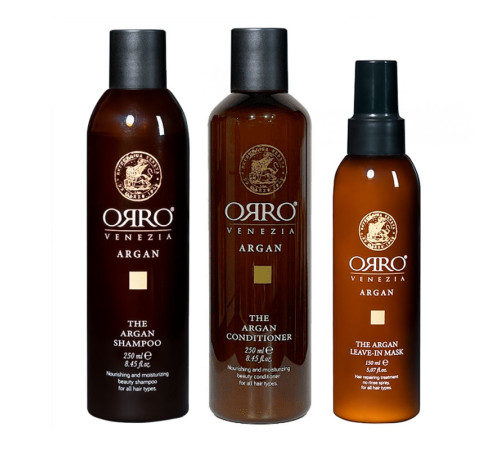 Набор ORRO TRIO Venezia The Argan шампунь, кондиционер и спрей-маска с маслом арганы, 250/250/150 мл