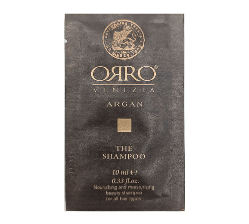 Шампунь ORRO Venezia Argan Shampoo живильний та зволожуючий з олією аргани, 10 мл (саше)