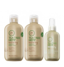 Paul Mitchell Tea Tree Hemp восстанавливающий шампунь-гель для душа, кондиционер-лосьон для тела и спрей для волос, 300/300/200 мл