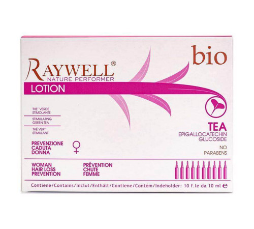 Ампули лосьйон проти випадіння волосся у жінок Raywell Bio Tea Lotion, 10 ампул по 10 мл (упаковка)