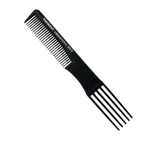 Перукарський гребінь-виделка Toni&Guy Carbon Antistatic 06979 для начосу та укладання волосся 19 см 