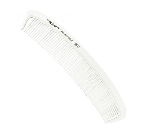 Гребінець Toni&Guy Carbon 0913 Antistatic для стрижки та тушування волосся комбінований антистатичний 19 см білий