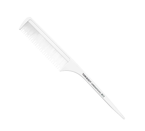 Гребінець Toni&Guy Carbon 8612 Antistatic для начосу з ручкою карбоновий антистатичний 23,5 см білий